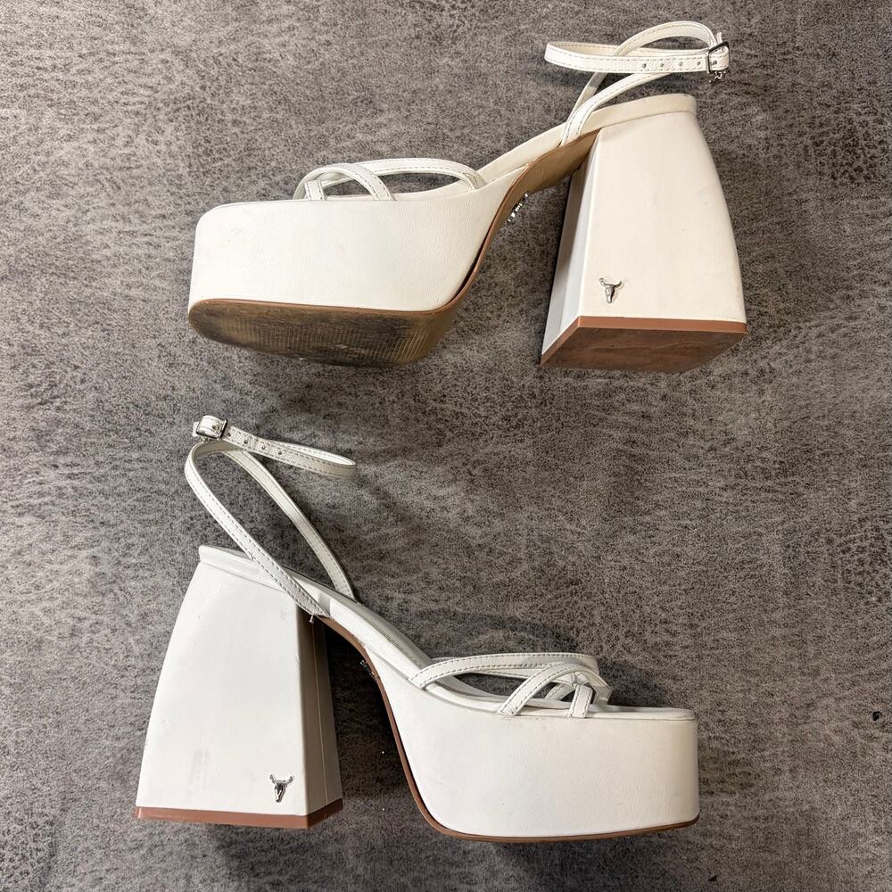 White Chunky Windsorsmith Block Platform Heels